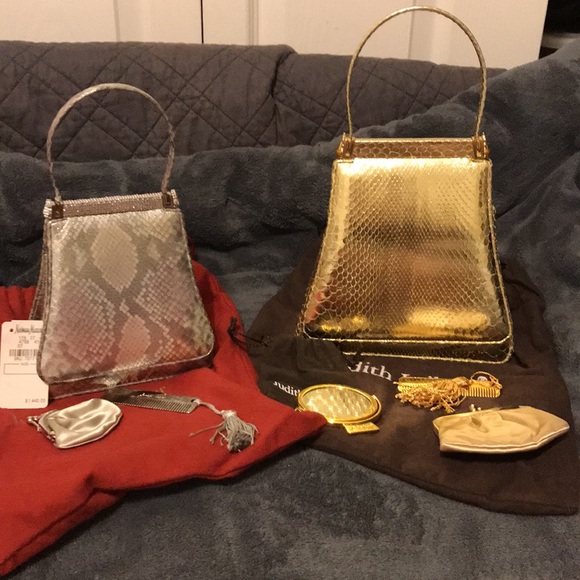 TWO Judith Leiber purses! One silver with crystals. One gold. - Picture 13 of 13